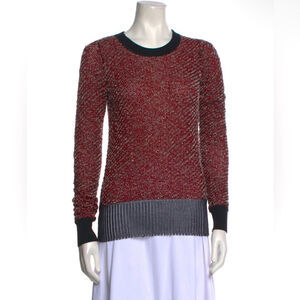 Alexander Wang knit Metallic black red pullover crewneck sweater top jumper Sm